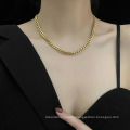 Thick wide cuban link choker necklace stainless steel women gold chain